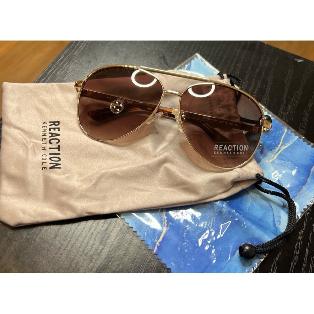 Kenneth Cole Reaction KC2914 UNISEXY gold rimmed aviator sunglasses. Brand New